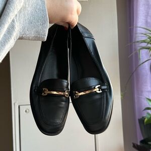 ASOS Black Loafers with Gold Detail size US 6, Excellent used condition